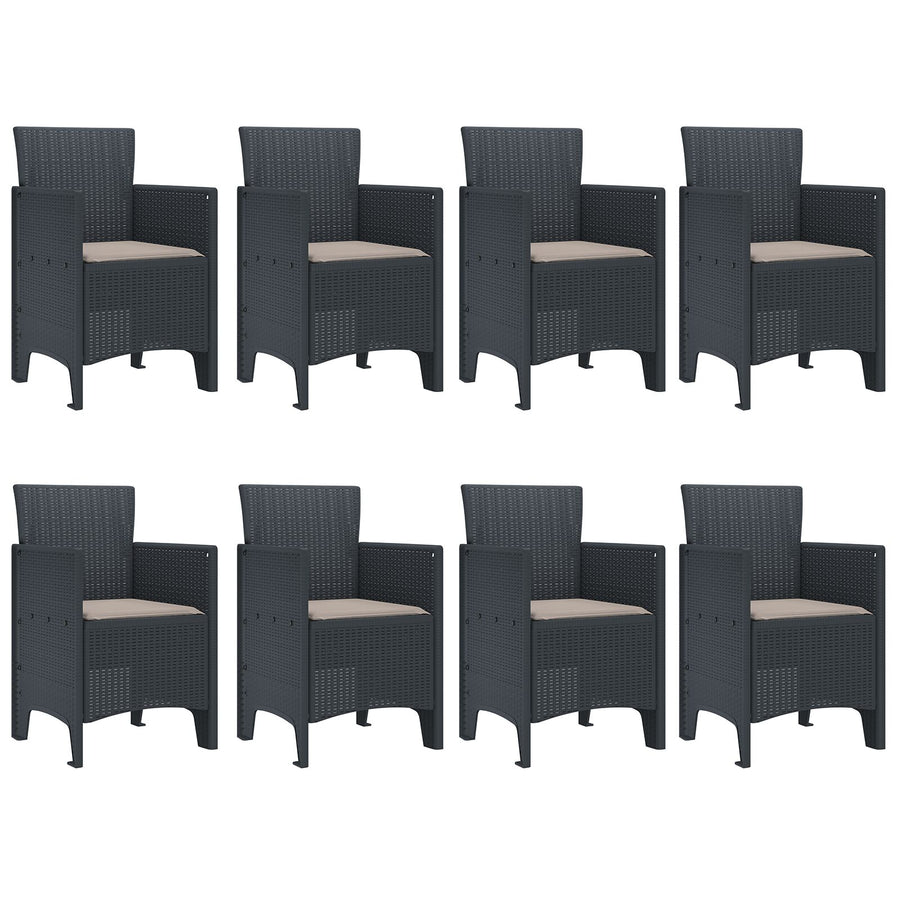 9 Delige Tuin Eettafel Set Met Kussens Anthraciet Poly Rattan