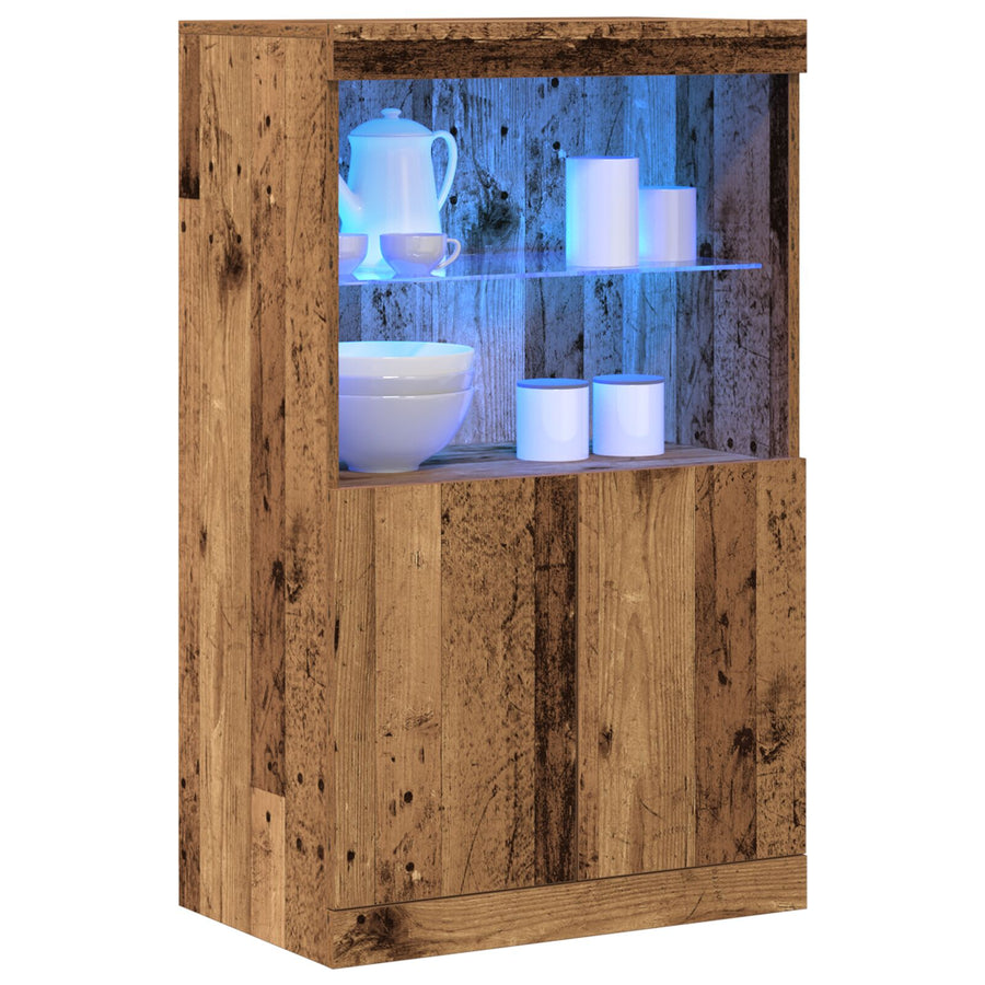Dressoir Met Led-Verlichting Oud Hout 60X37X100 Cm Oude hout