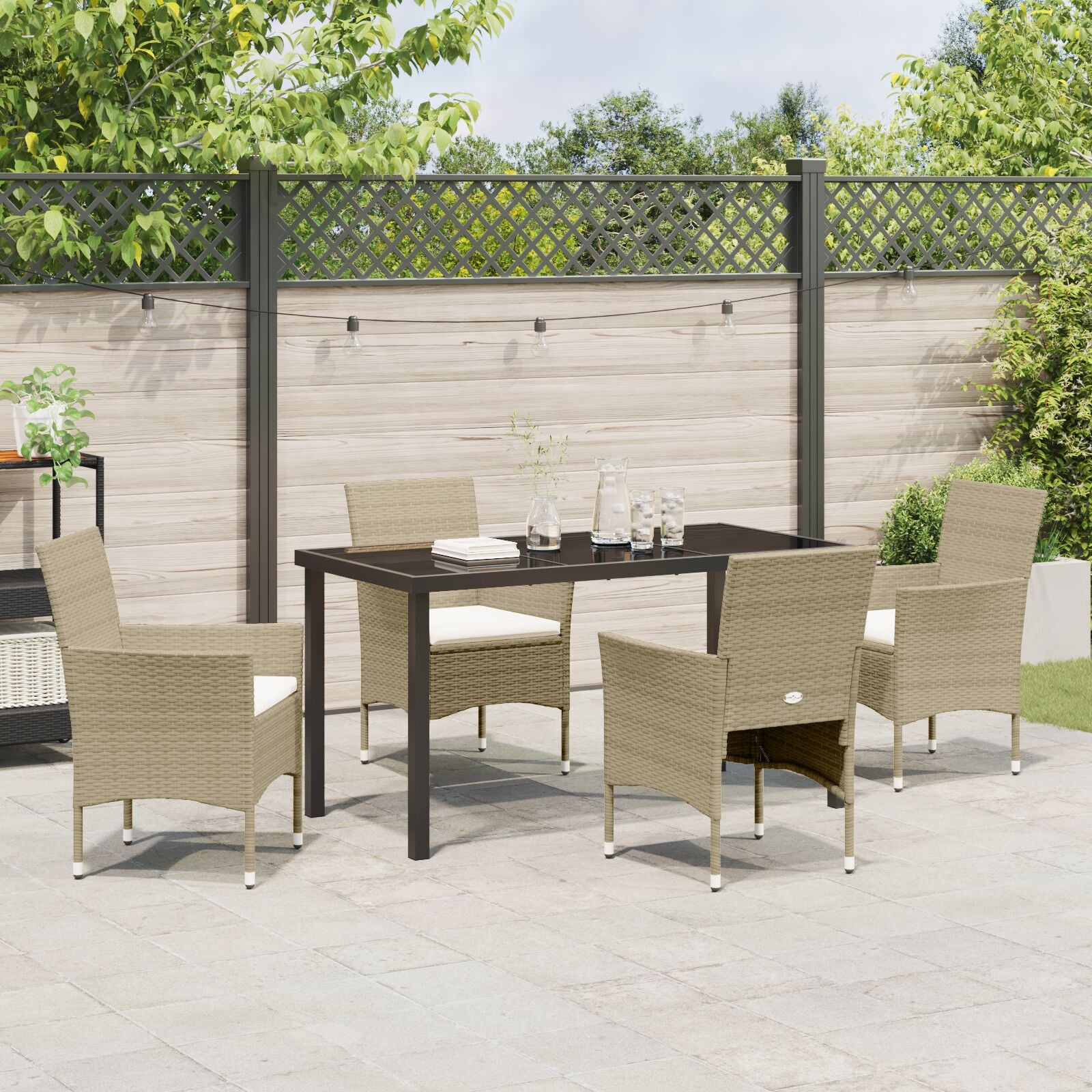 5 Delig Tuin Eetset Beige Poly Rattan