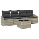 Loungeset 5-delig polyrattan lichtgrijs
