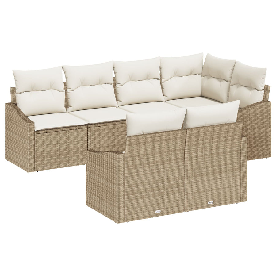 Tuin Sofa Set Set Van 7 Beige Hars Rattan Tuin Sofa Set