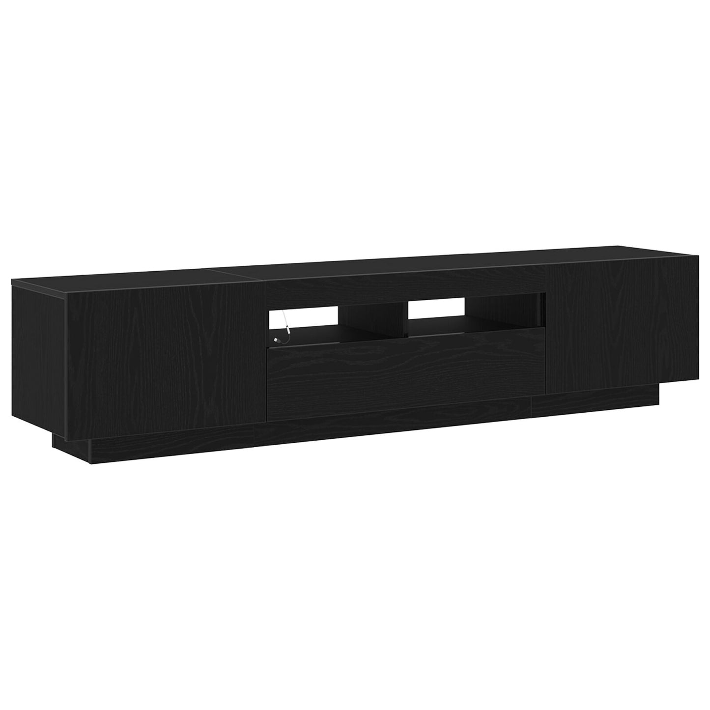 Tv-Kast Met Led-Verlichting - Zwart Eiken - 180X35X40 Cm - Bewerkt Hout