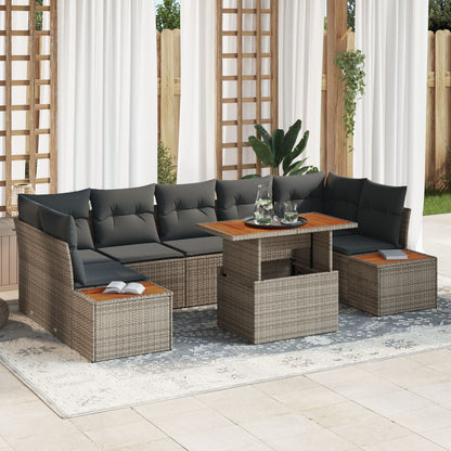 Tuin Sofa Set Set Van 8 Grijs Poly Rattan Tuin Eetset