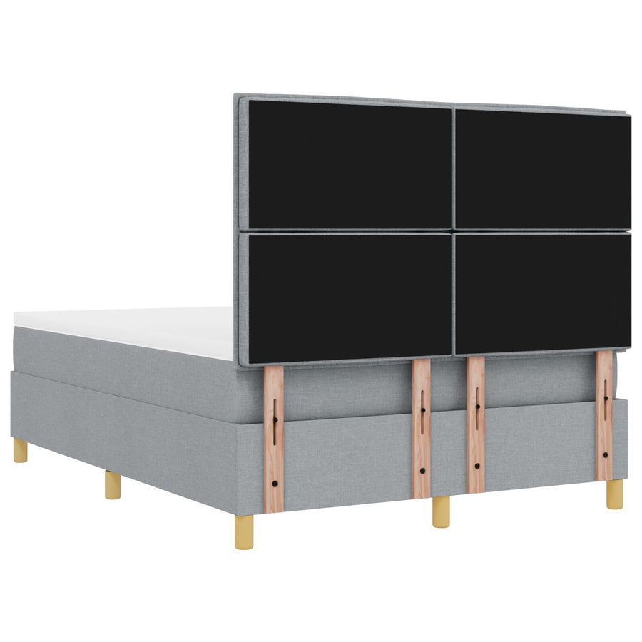 Boxspringbed Met Matras & Bank Stof Lichtgrijs 140 x 200 cm Lijnen ontwerp