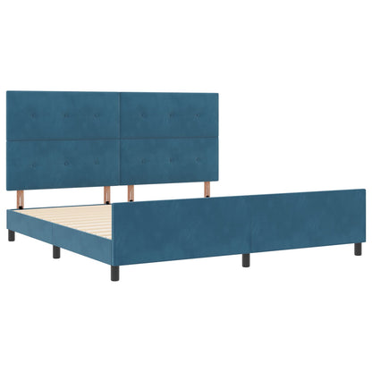 Bedframe Donkerblauw 200X200 Cm Fluweel Crème