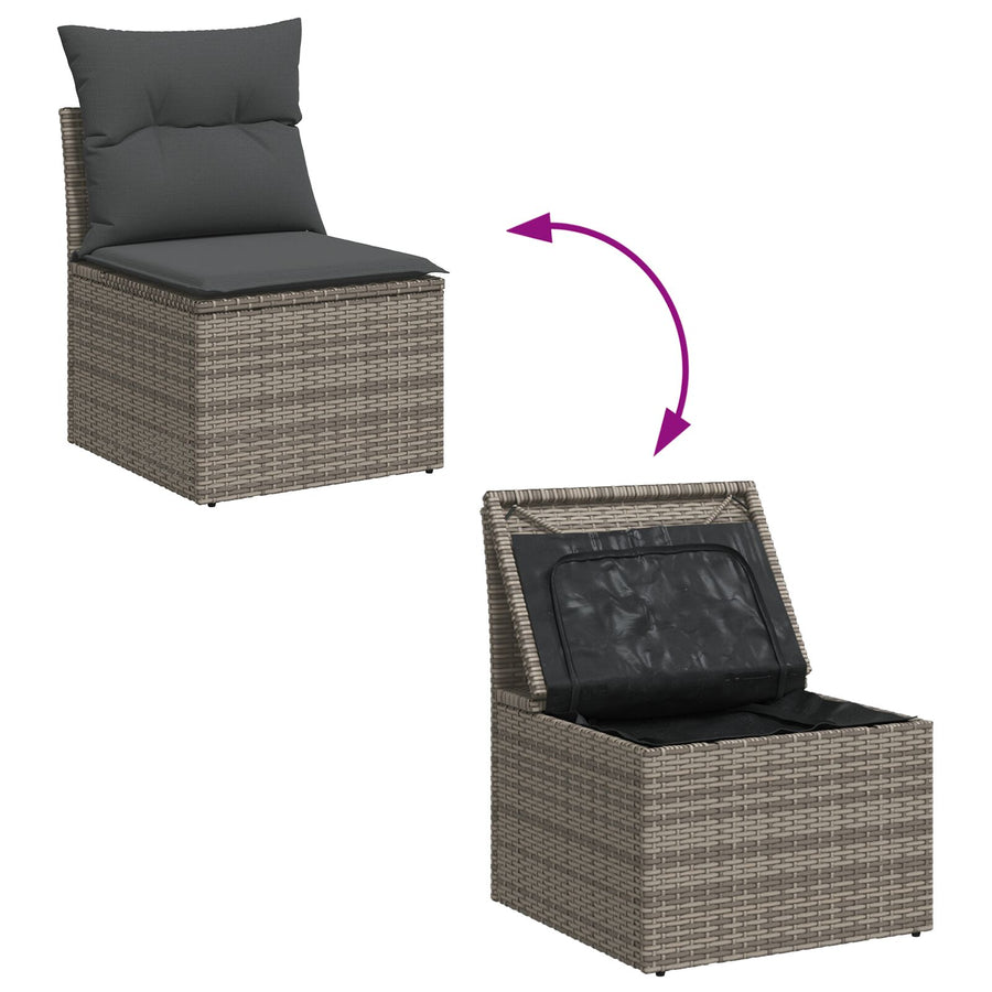 6 Delige Tuin Sofa Set Met Kussens Grijs Poly Rattan