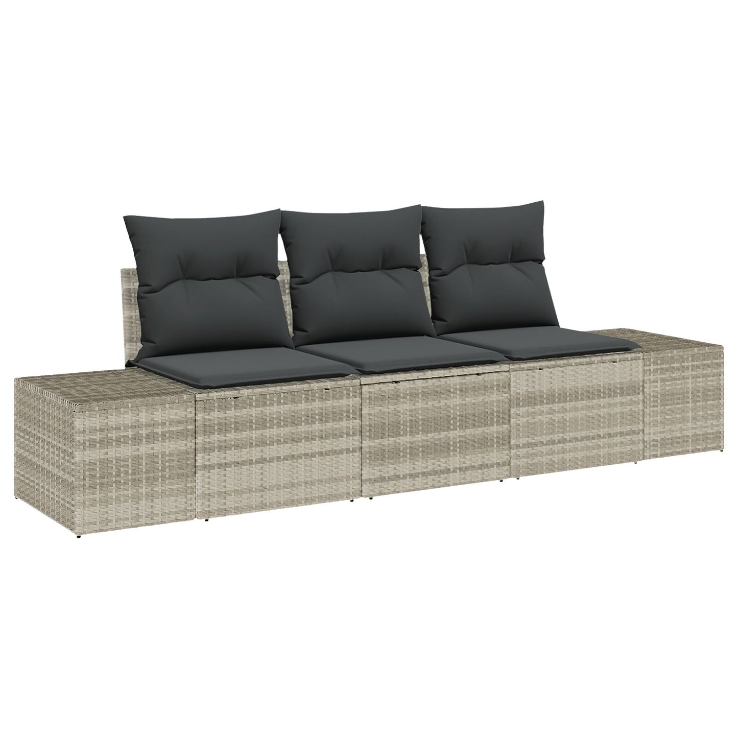 3-Delige Tuin Sofa Set Met Kussens Lichtgrijs Poly Rattan
