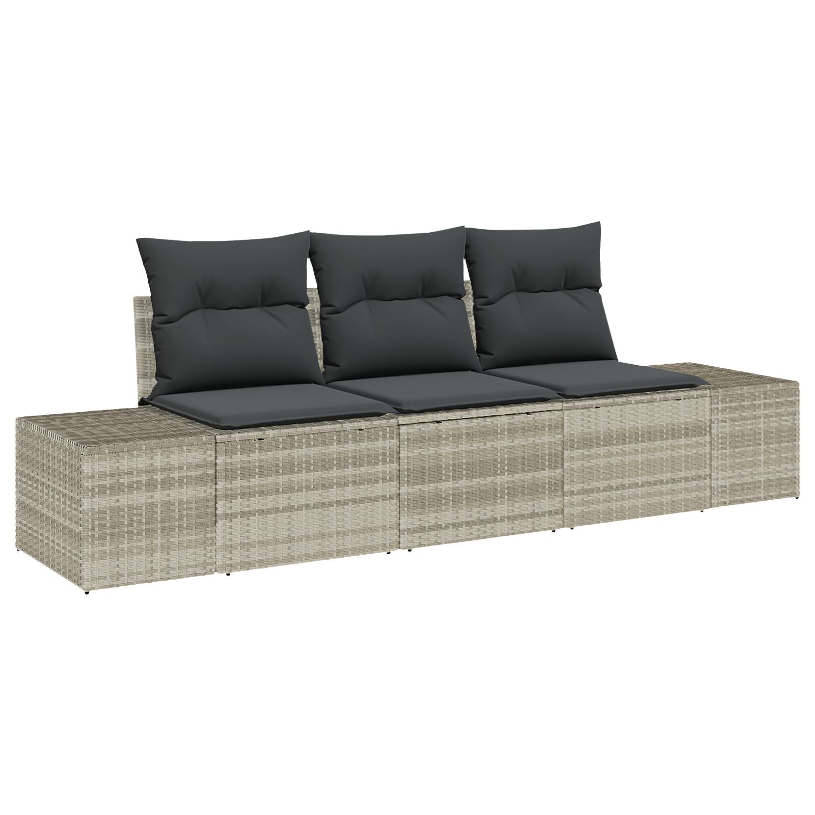 3-Delige Tuin Sofa Set Met Kussens Lichtgrijs Poly Rattan