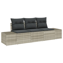 3-Delige Tuin Sofa Set Met Kussens Lichtgrijs Poly Rattan