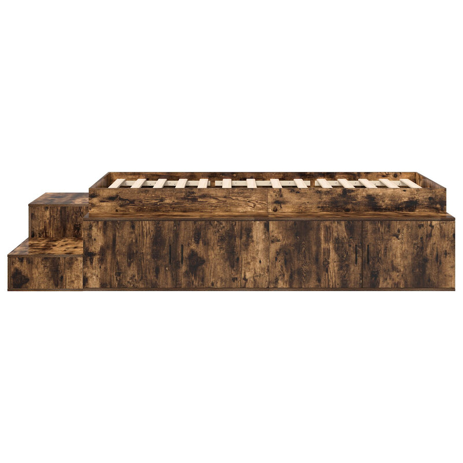 Opslagbed Gerookt Eiken Bewerkt Hout 75 X 190 Cm Opslag Artisanaal Eiken