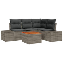 5-Delige Tuin Sofaset Met Kussens Grijs Poly Rattan Acacia