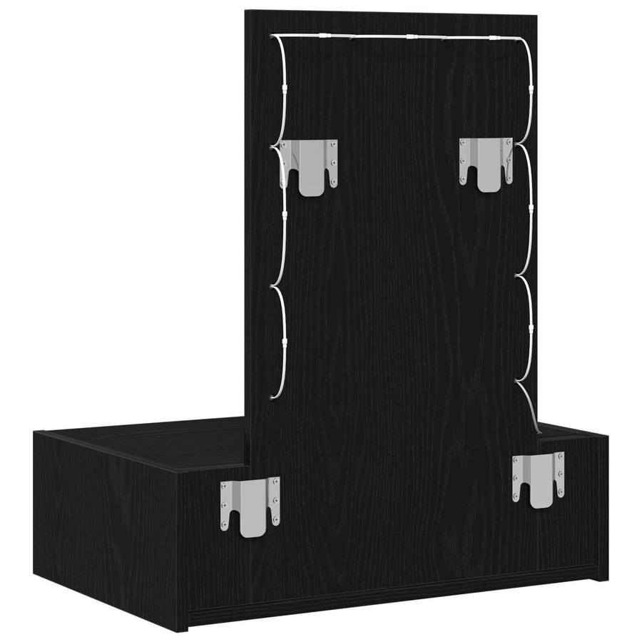 Wandkaptafel Verlichting - 60 x 40 x 70 cm Zwart eiken met LED