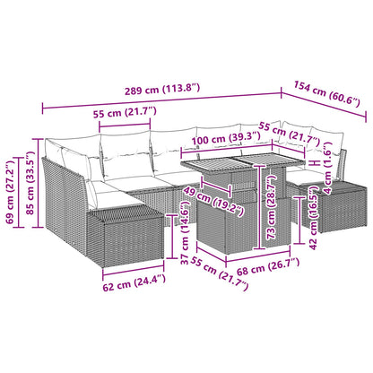 Tuin Sofa Set Set Van 8 Crème Rattan 4-Persoons Tuin Sofa