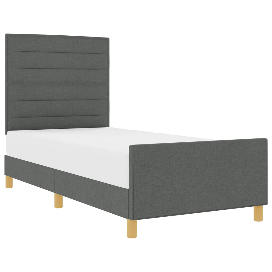 Bedframe Donkergrijs 100X200 Cm Stof Crème