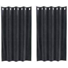 Zwarte Outdoorgordijnen 2 Stuks Fluweel Donkergrijs 140 x 140 cm met oogjes