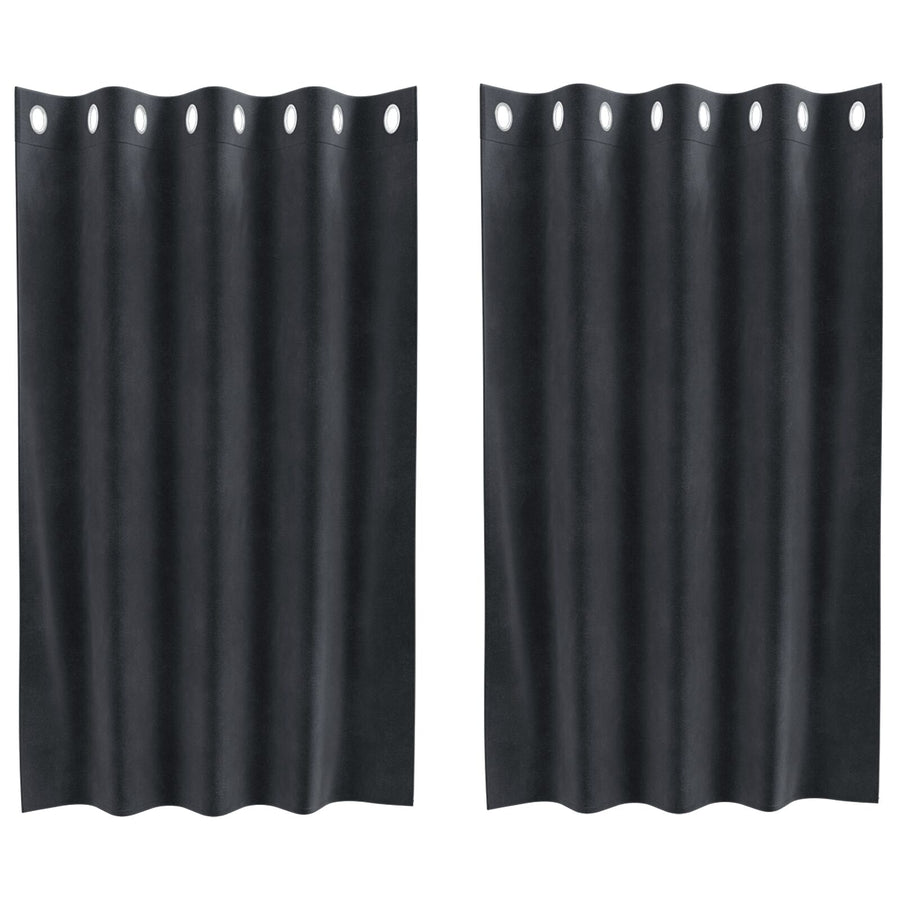 Zwarte Outdoorgordijnen 2 Stuks Fluweel Donkergrijs 140 x 140 cm met oogjes