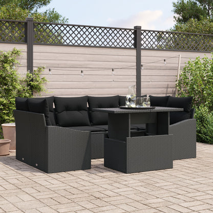 Tuin Sofa Set Set Van 7 Zwart Rattan Buiten Sofa Set