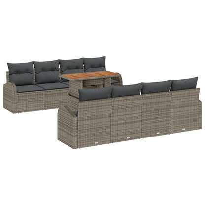 Tuinbank Set Set Van 7 Beige, Grijs, Bruin Rattan, Polyester, Staal