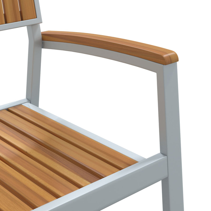Buitenstoelen 2 Stuks Stapelbaar Massief Acacia Hout En Metaal Natuur en grijs