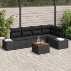 Tuinbankenset poly rattan acacia 6-delig zwart