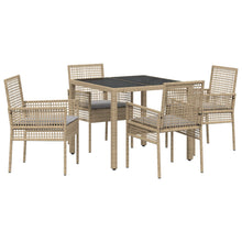 5-Delige Tuin Eetset Met Kussens Beige Poly Rattan