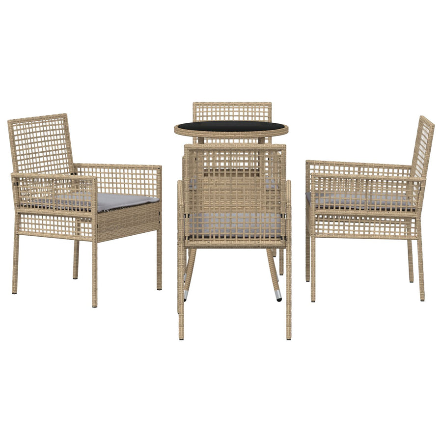 5-Delige Tuin Eetset Beige Poly Rattan