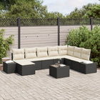 Garden Sofa Set with Cushions 9 pcs Black poly rattan