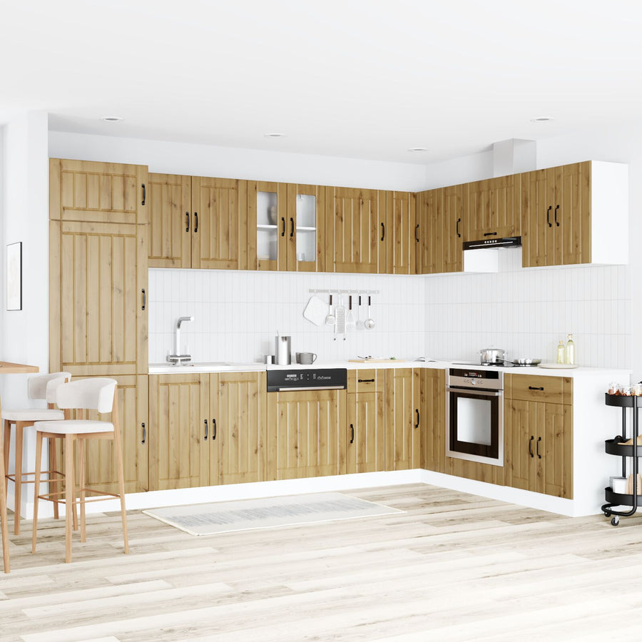 Keuken Kast ""Lucca"" Met Dubbele Wasbakken Artisan Eiken Hout