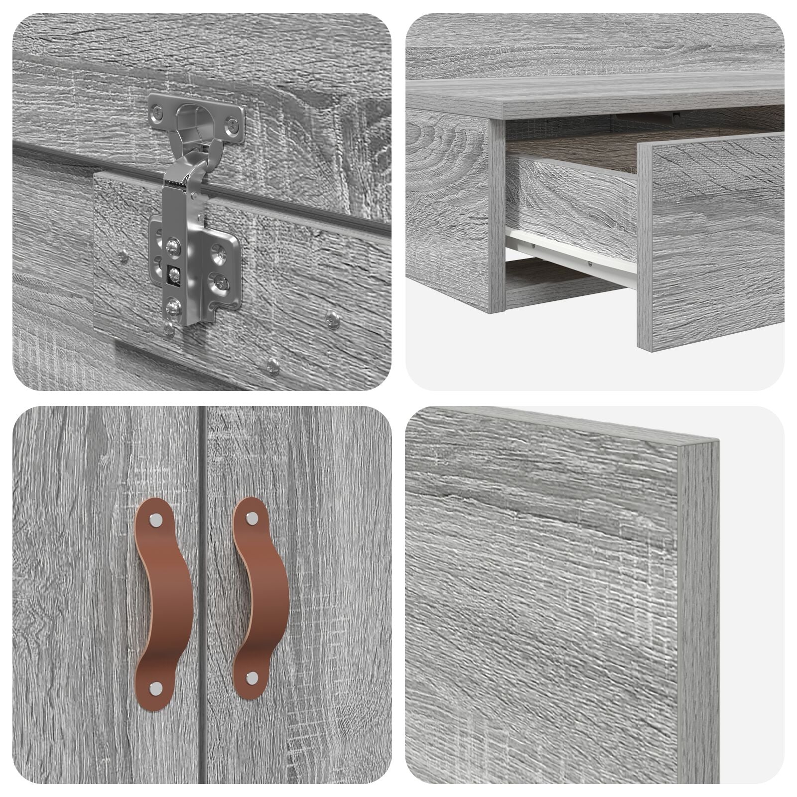 Opbergbedframe Grijs Sonoma 80X200 Cm Artisanaal Eiken