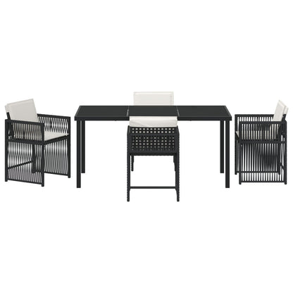 5-Delige Tuin Set Met Kussens Zwart Poly Rattan