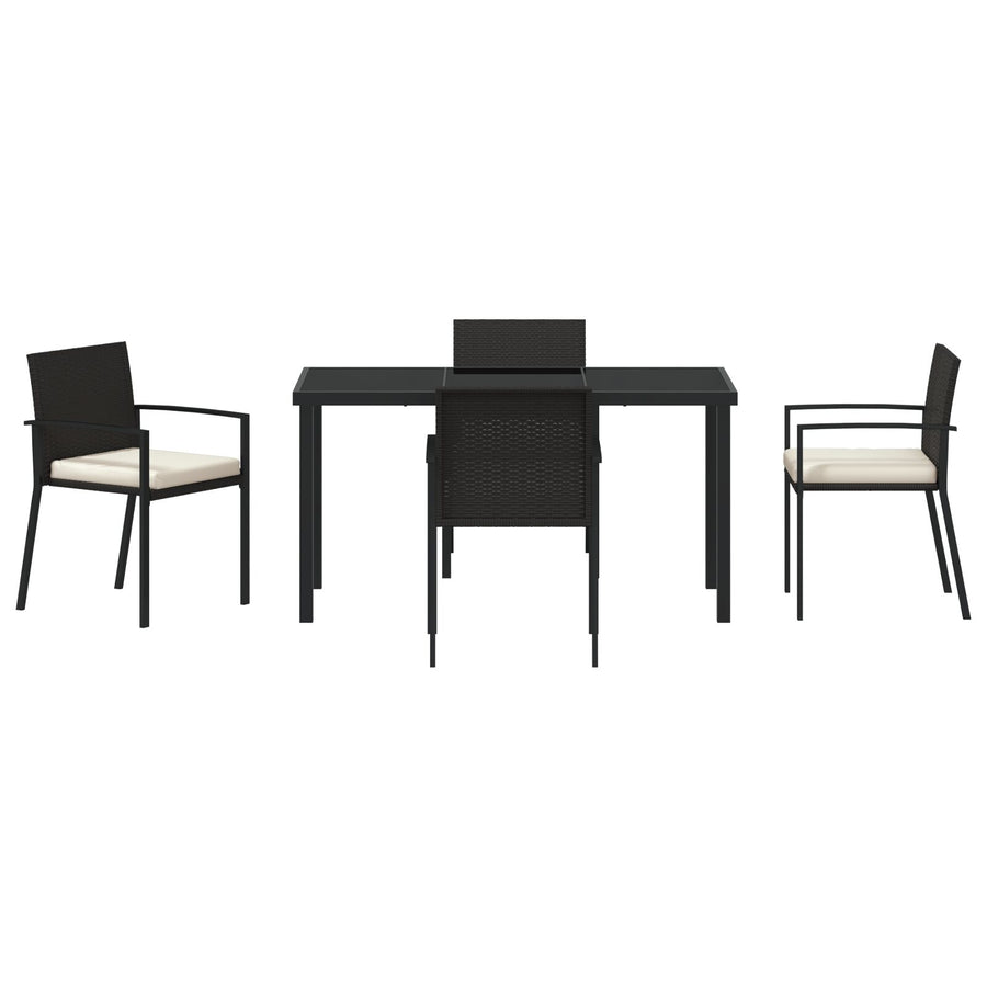 5-Delige Tuin Eetset Zwart Poly Rattan