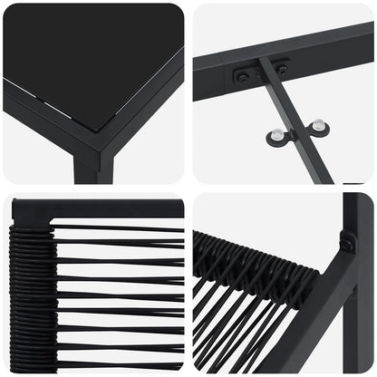 5 Delige Tuin Eetset Zwart Pvc Riet