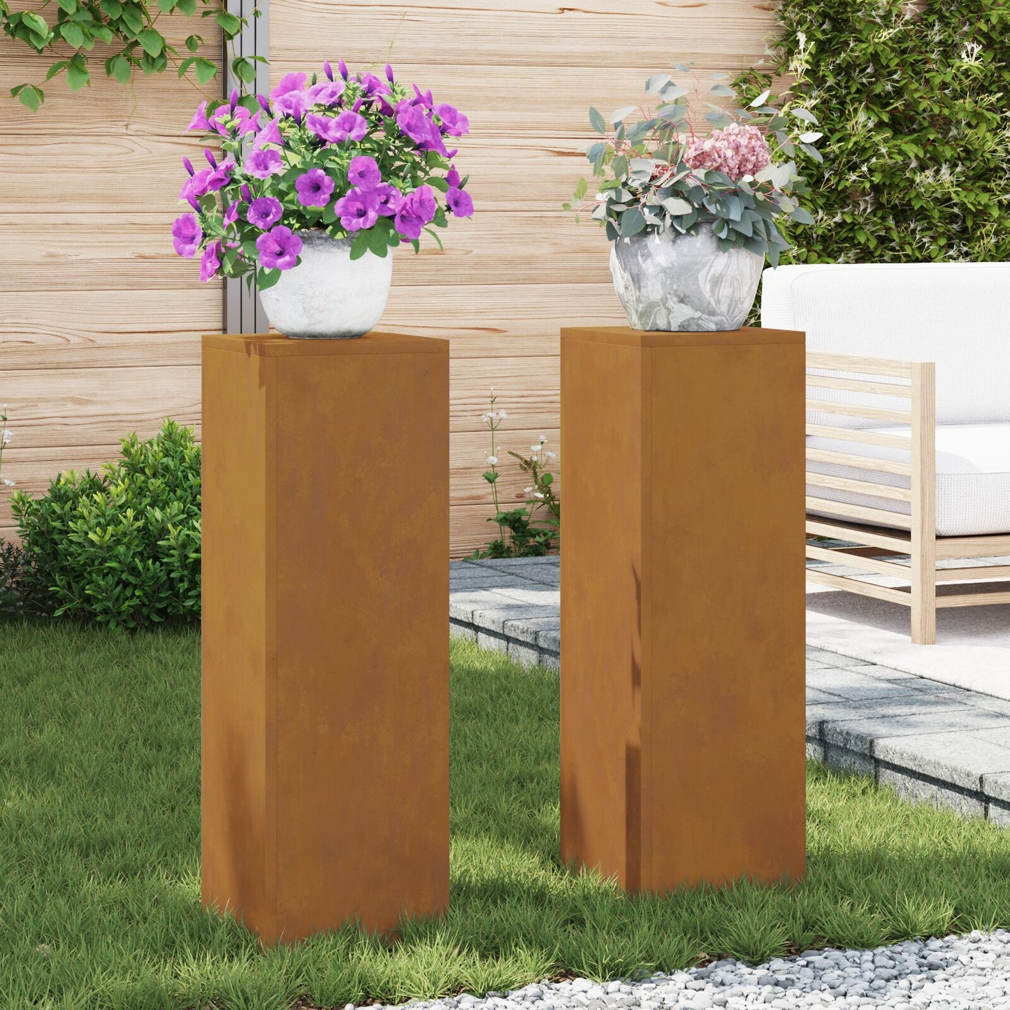 Buiten Plantenstandaarden Pilaren 2 Stuks 24X24X75 Cm Roestbestendig staal 2x (75 cm)