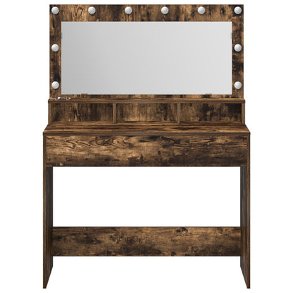 Make-Uptafel Met Led-Verlichting - Gerookt eiken 100 x 41 x 135 cm