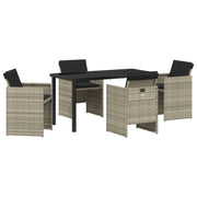 Eettafelset tuin poly rattan lichtgrijs 5-delig