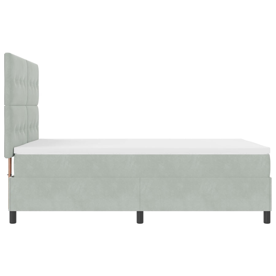 Boxspringbed Met Matras Lichtgrijs 140X200 Cm Fluweel Blauw