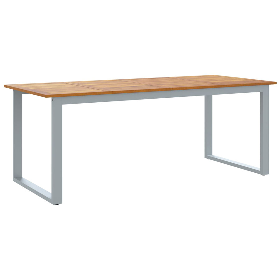 Tuin Eettafel Staal En Massief Acaciahout 200 x 90 x 75 cm Overhangend topontwerp