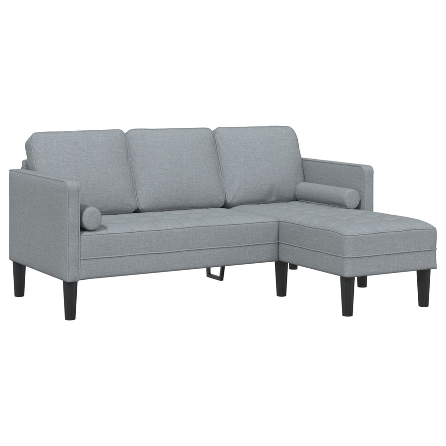 2 Delige Sofa Set Met Kussens Stof Licht grijs L-vormige sofa + bank
