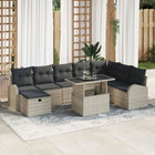 Tuinset poly rotan 9-delig lichtgrijs