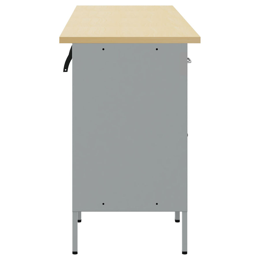 Werktafel 4 Stuks En Grijs Ge-Engineerd Hout En Staal 4x (84 cm) Zwart 4x kast