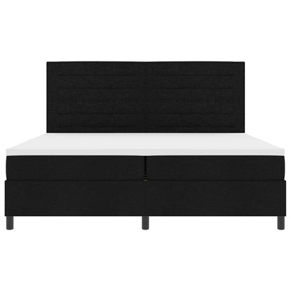 Boxspringbed Met Matras Stof Zwart 200 x 200 cm Lijnen ontwerp