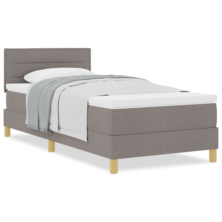 Boxspring Bed Met Matras Stof Taupe 80 x 200 cm Lijnen ontwerp