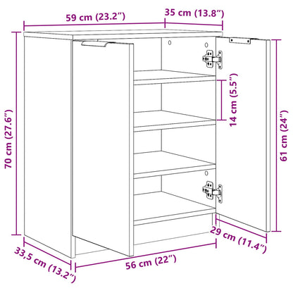 Schoenenkast Zwart Eik 59X35X70 Cm Gebeitst Hout