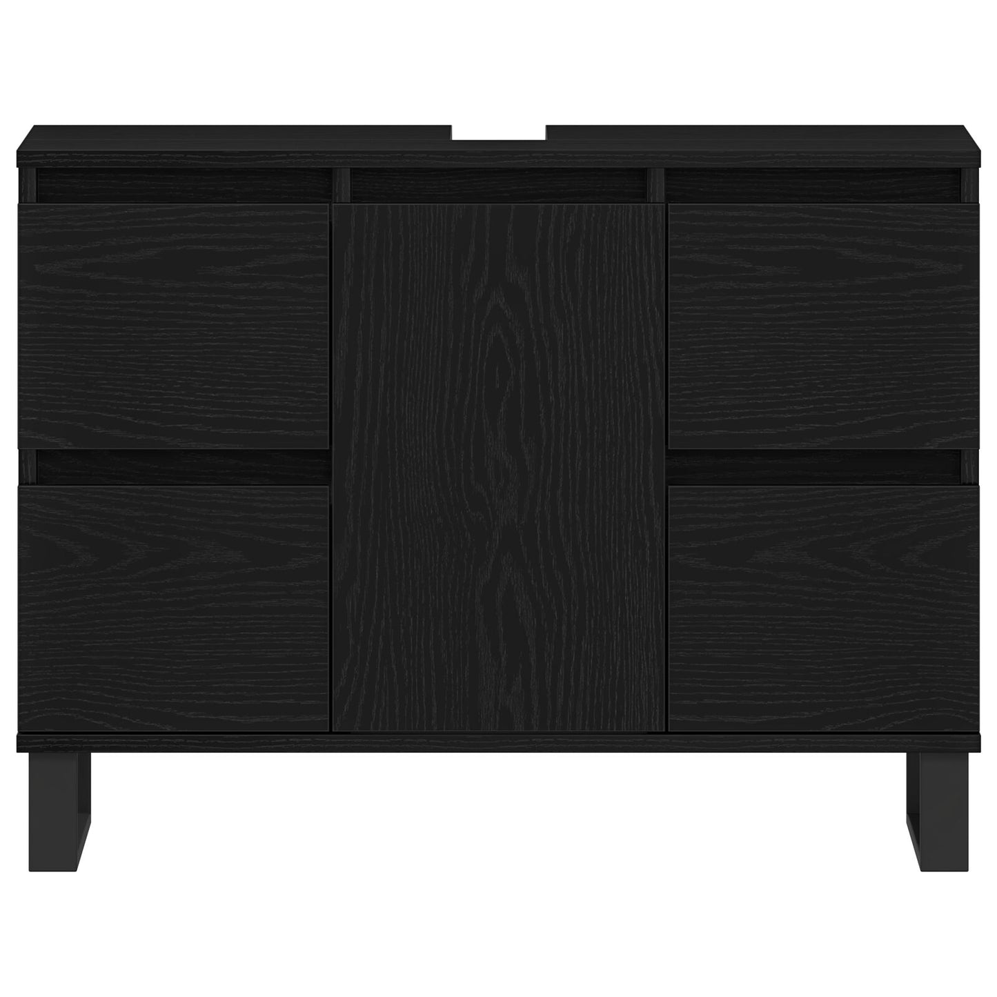 Badkamer Waskast Zwart Eiken 80X33X60 Cm Bewerkt Hout