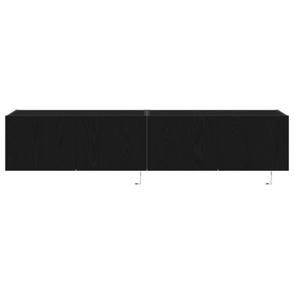 Tv Wandkasten Met Led-Verlichting 2 Stuks Zwart Eiken 80X35X31 Cm