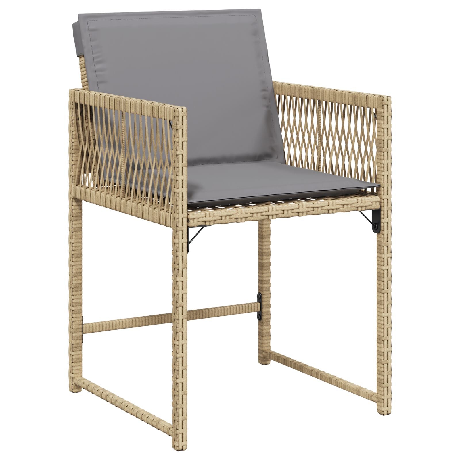 5-Delige Tuin Eetset Met Kussens Beige Poly Riet