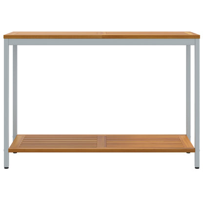 Buiten Tafel Natuur En 35X110X75 Cm Massief Hout En Staal Natuurlijk en grijs 110 x 35 x 75 cm