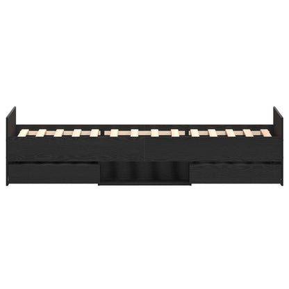 Bedframe Zonder Matras Zwart Eiken 90X200 Cm Bewerkt Hout
