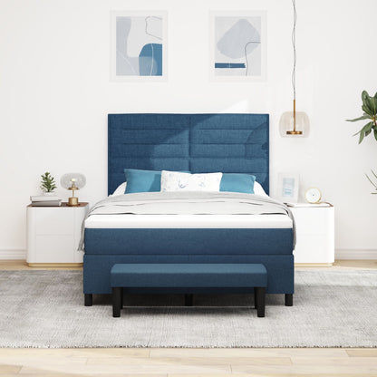 Boxspring Bed Met Matras & Bank Stof Blauw 140 x 200 cm Lijnen ontwerp