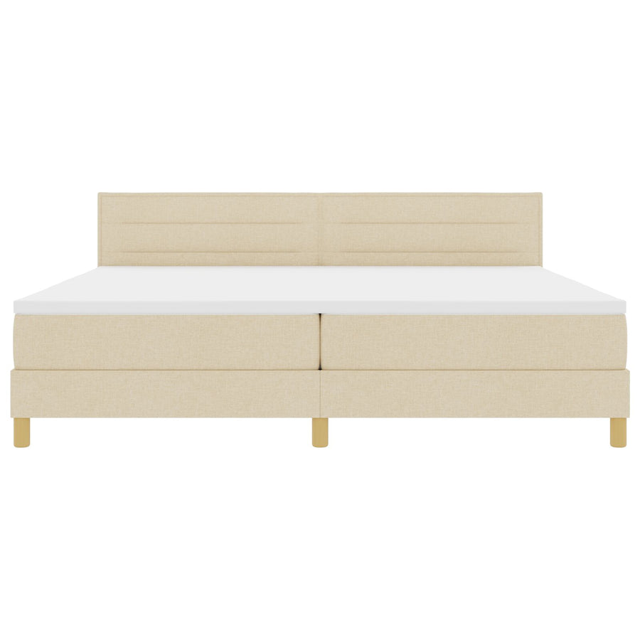Box Spring Bed Met Matras Stof Crème 200 x 200 cm Lijnen ontwerp